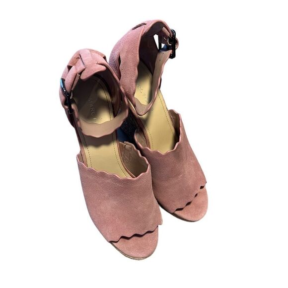 Marc Fisher‎ Pink Haya Scallop Ankle Strap Espadrille Wedge - Size 9.5 - Picture 8 of 16